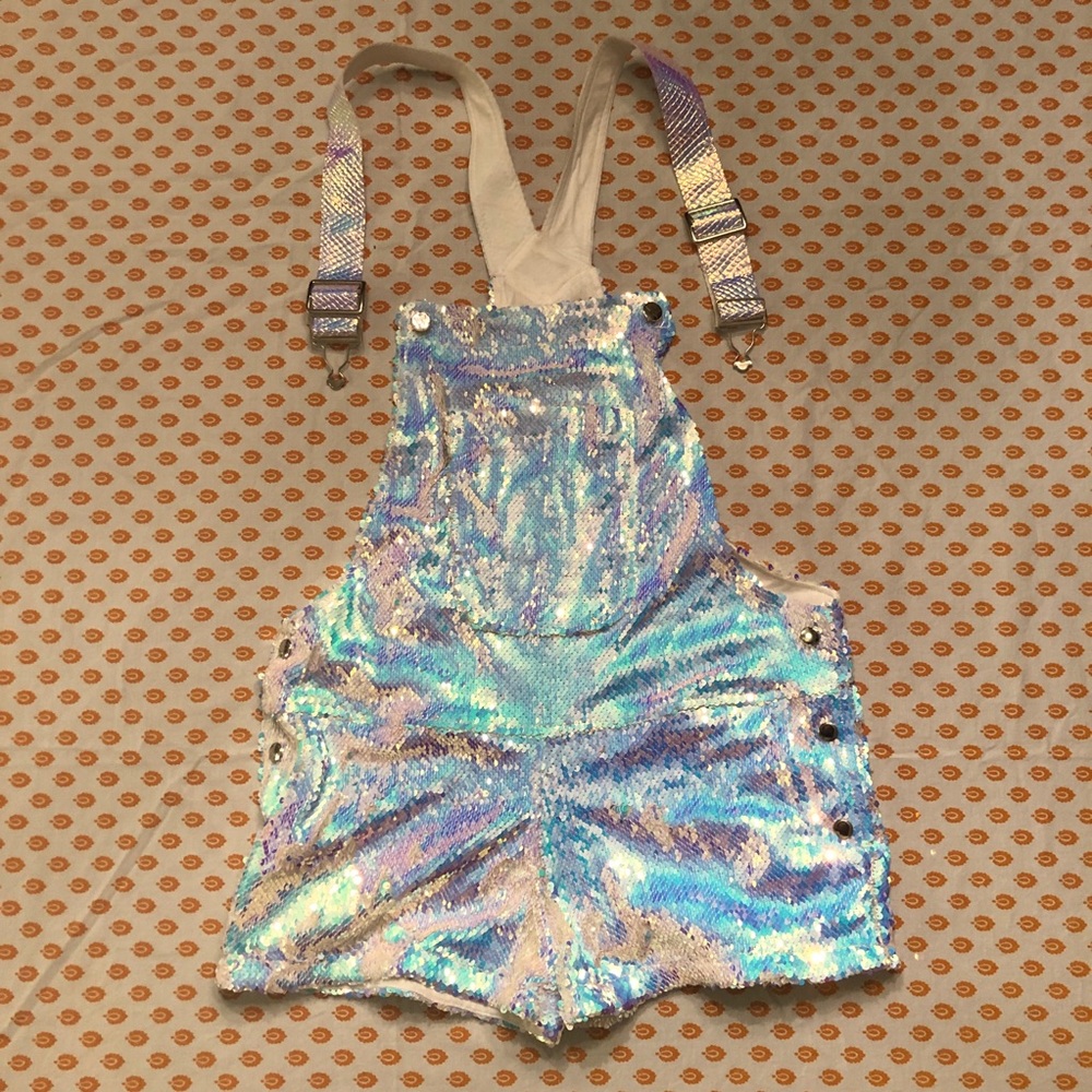 Jackalope Land Space Spectrum Short Sequin Overall